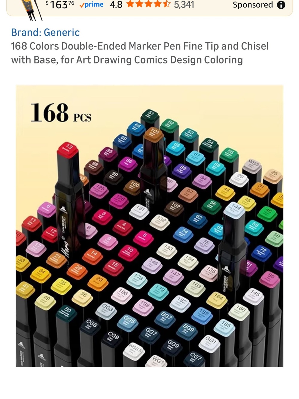 168-Piece Double-Ended Marker Set - Assorted Colors